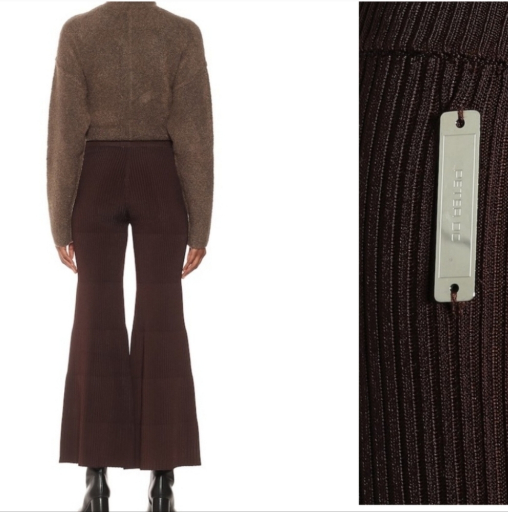 China Peter Do Brown Flared Ribbed Pants small - Picture 2 of 16